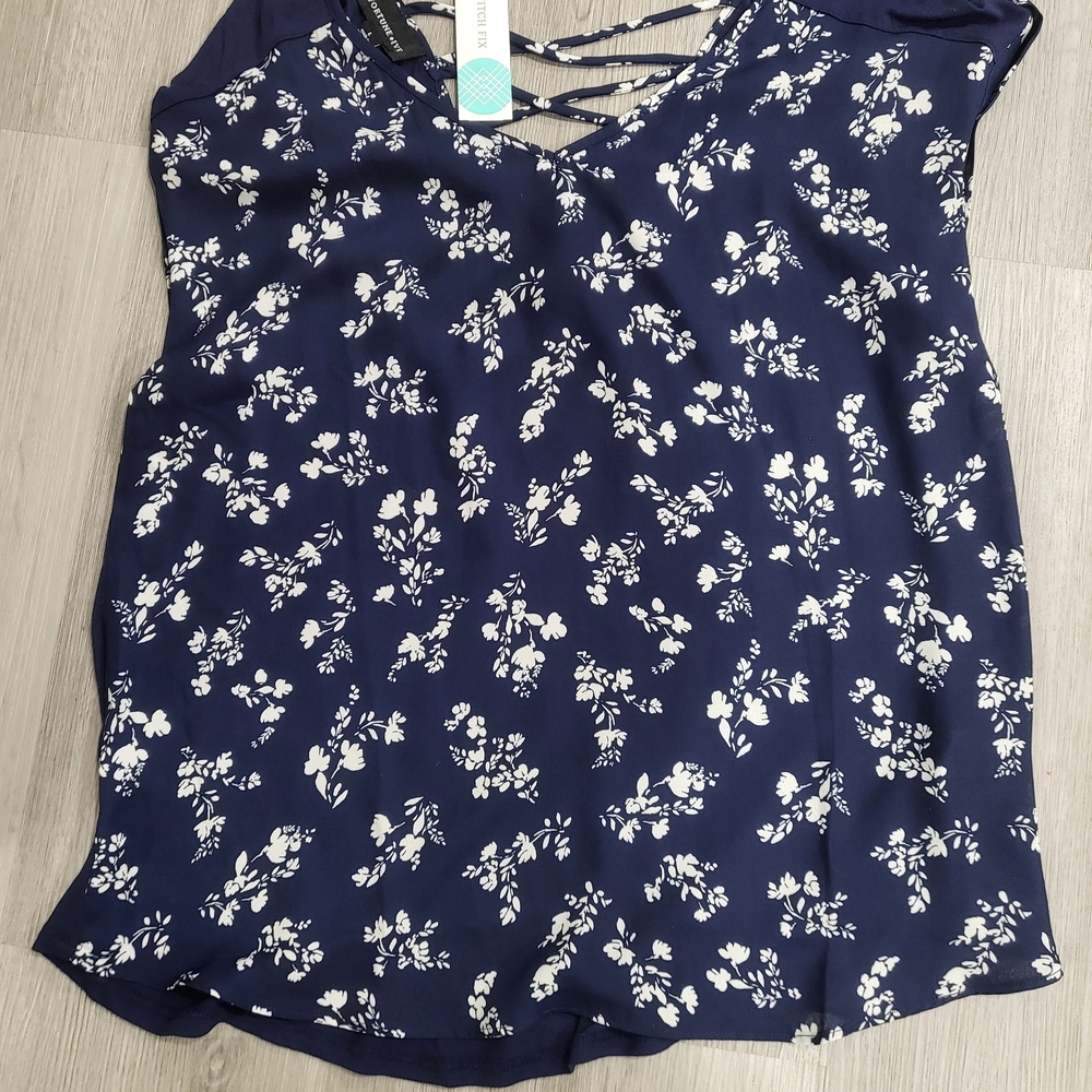 Blue Backless Camisole with Floral Print